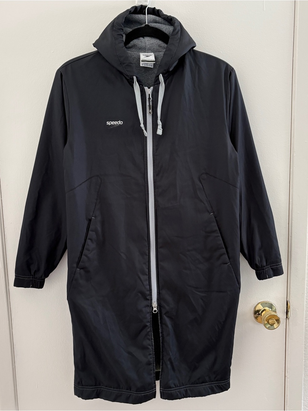 Speedo Unisex Parka Jacket Fleece Lined Team Colors Size XXXS Black Gray